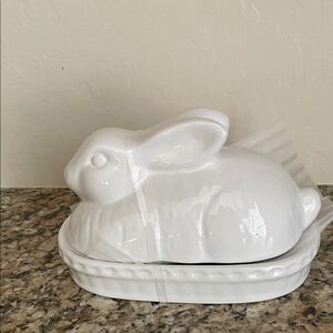 New White Rabbit Covered Butter Keeper